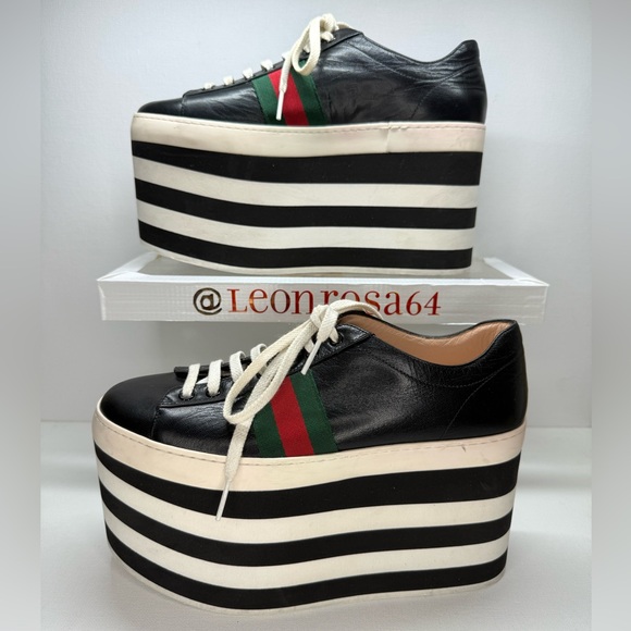 Gucci Authentic Peggy Leather Platform Sneakers - Picture 3 of 7
